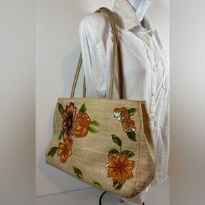 Bueno Multicolor Women Tan  bag  Leather Woven Straw Like Tropical